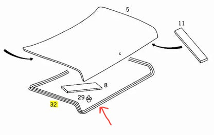 Mercedes W126 Sedan Boot/Trunk Rubber: - 126 750 00 98, 1267500098 - new.