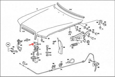 Mercedes-Benz PAD ENG HOOD CATCH - A1268870196 - discontinued