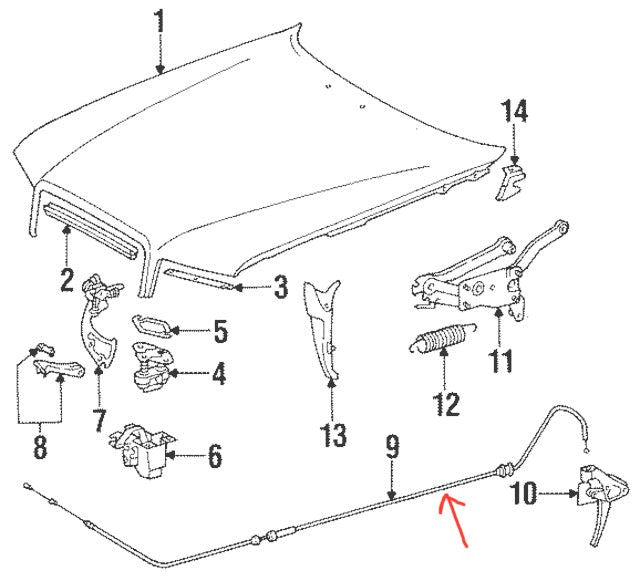 Mercedes-Benz Hood Release Cable - A1268800859 - Genuine Mercedes.