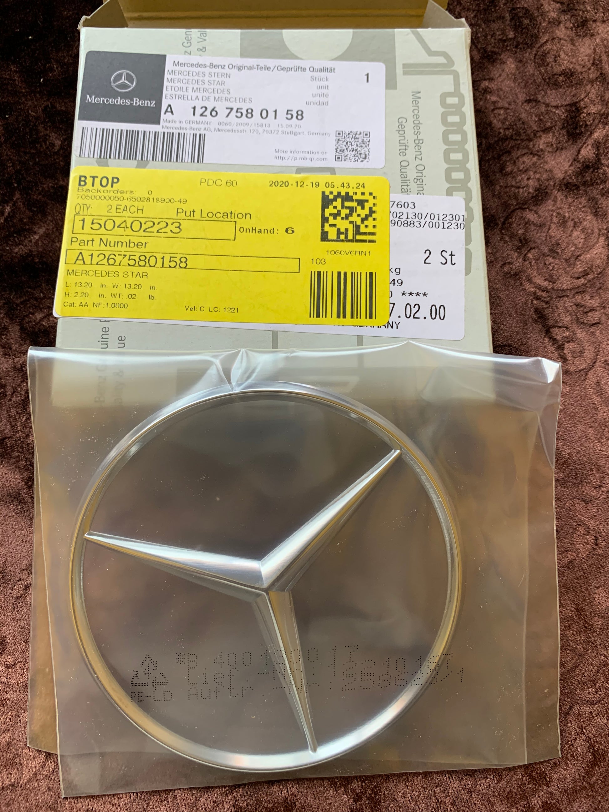 Mercedes-Benz Trunk Star - 1267580158 - Genuine Mercedes A1267580158.