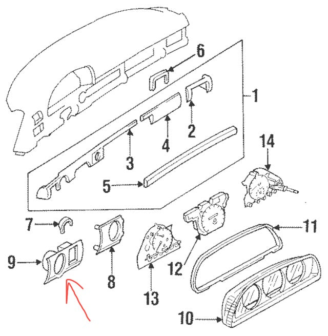 MERCEDES-BENZ W126 HEAD LIGHT LAMP SWITCH COVER - Ring, Instr Panel, Plastic - A 1266890080.