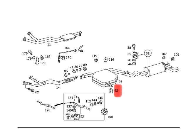 Mercedes-Benz Muffler Hanger - 1264920182 - New Genuine Mercedes