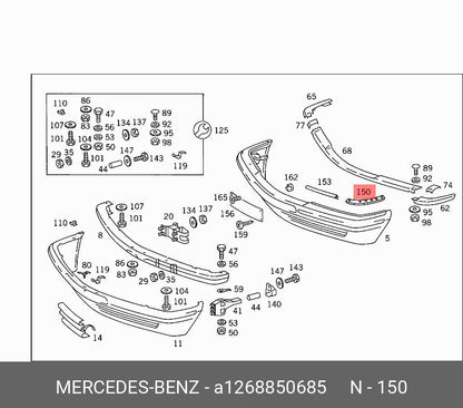 Genuine Mercedes Benz - 1268850585 - SEAL BUMPER - left - discontinued.