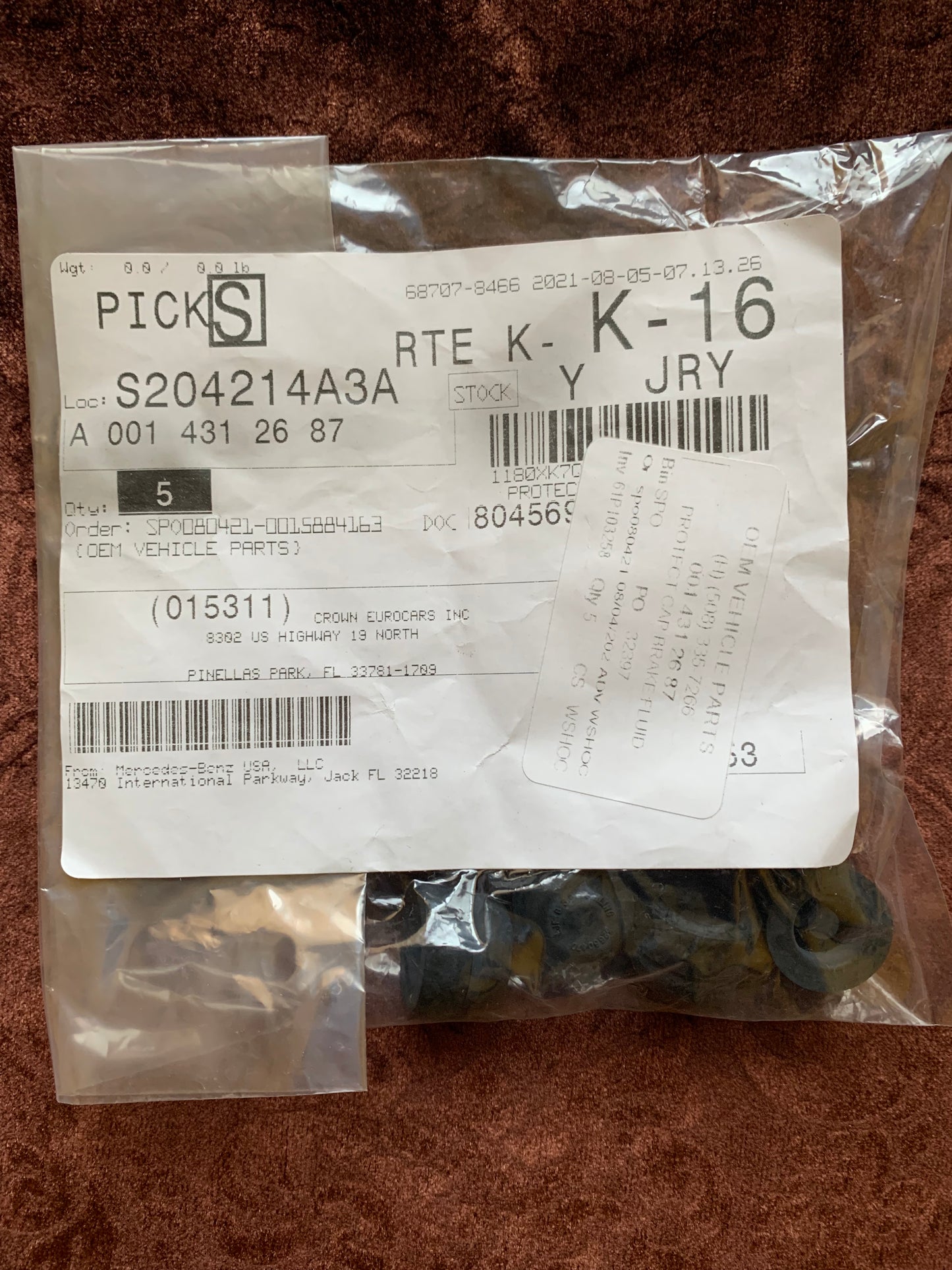 Mercedes-Benz Brake Fluid Reservoir Cap For Sensor Floats - 0014312687 - Genuine Mercedes A0014312687