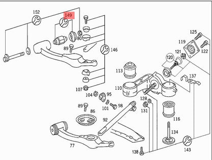 Technical diagram of mechanical parts with labeled components on a white background