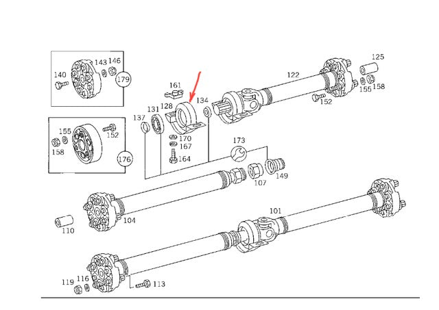 Mercedes-Benz Driveshaft Center Support - A1244100781.