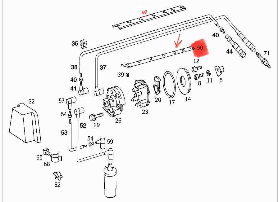 Mercedes-Benz Spark Plug Wire Bracket - A 1031590540 genuine.