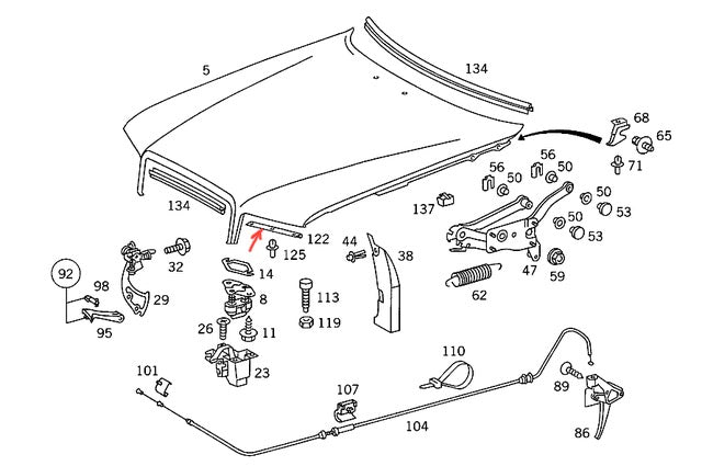 Mercedes-Benz OEM 88-91 Hood-seal Right 1268801697 Weatherstrip Seal Vlrub - discontinued.