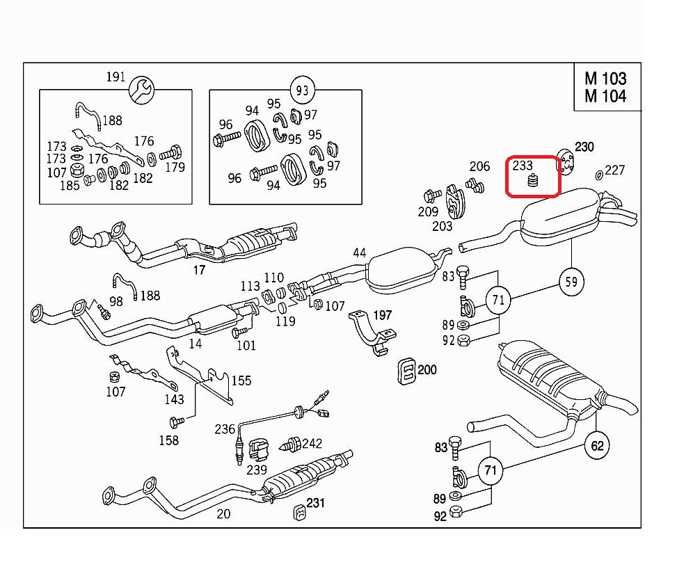 Mercedes-Benz Exhaust Buffer Pad - Between Exhaust and Chassis - 1239870940 - Genuine Mercedes