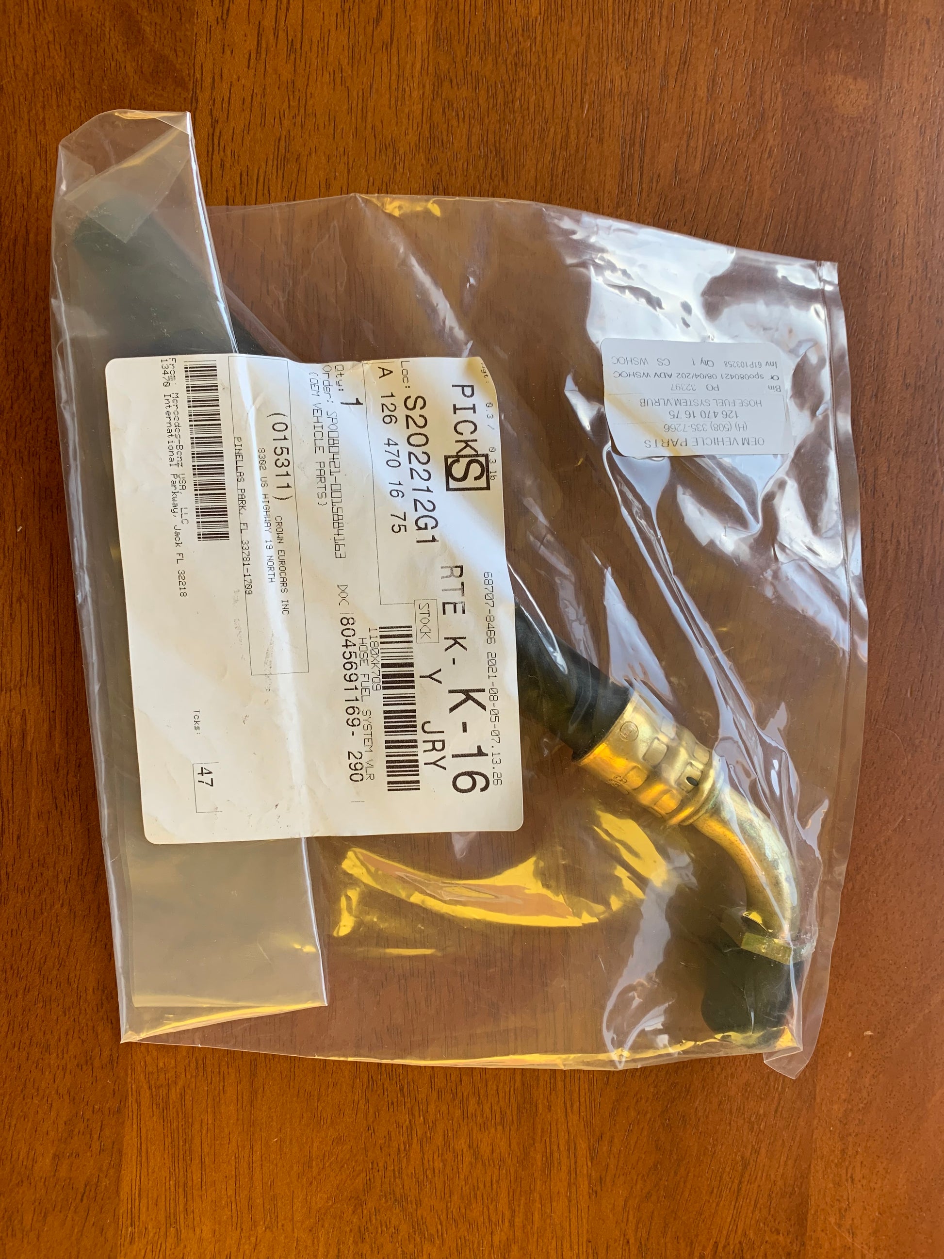 Mercedes-Benz Fuel Line - Fuel Tank to Damper Cage - 1264701675 - Genuine 126-470-16-75